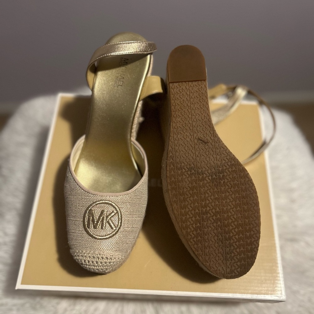 Michael Kors Gold and Tan Wedge Shoes